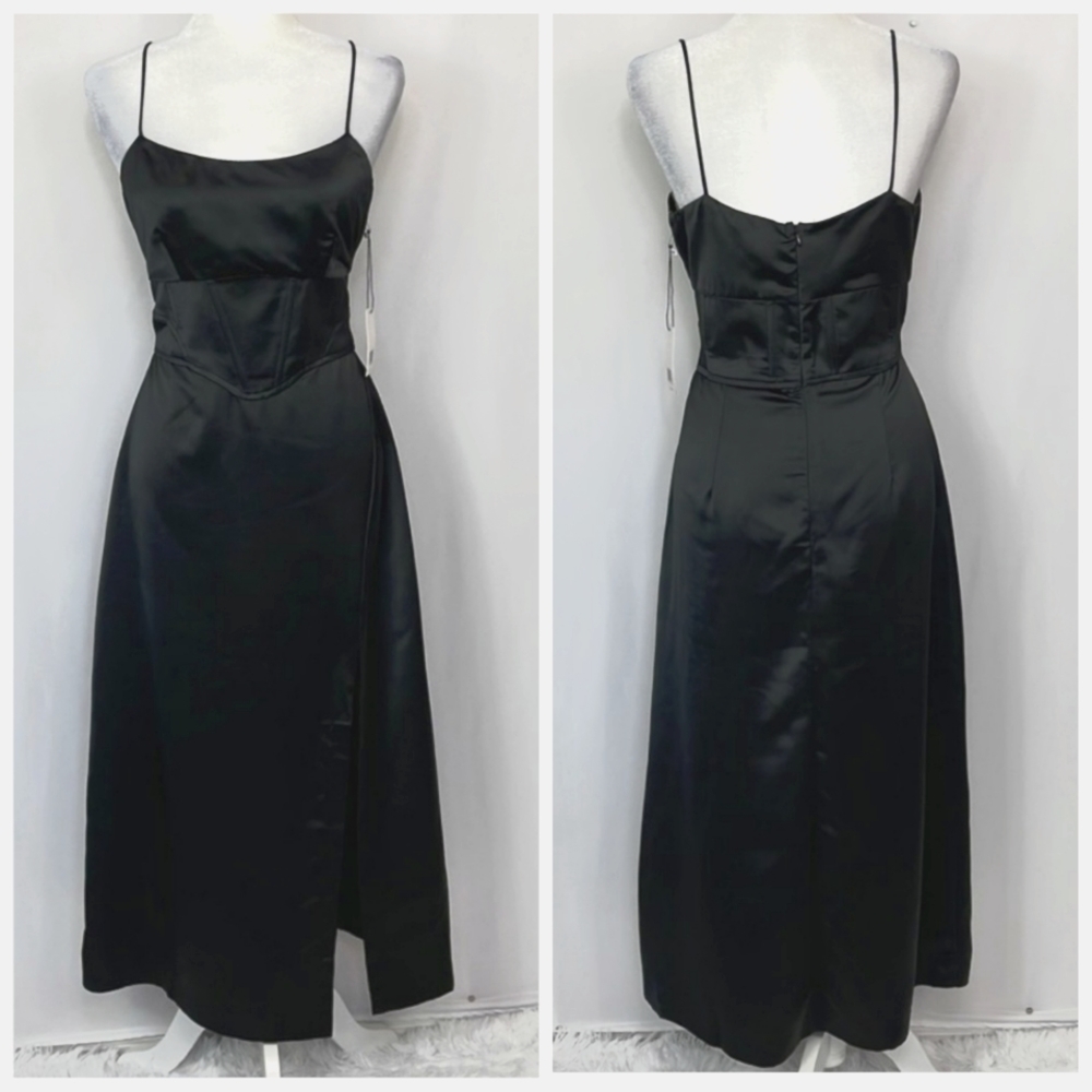 Jason Wu Black Satin Midi Dress Sz XL